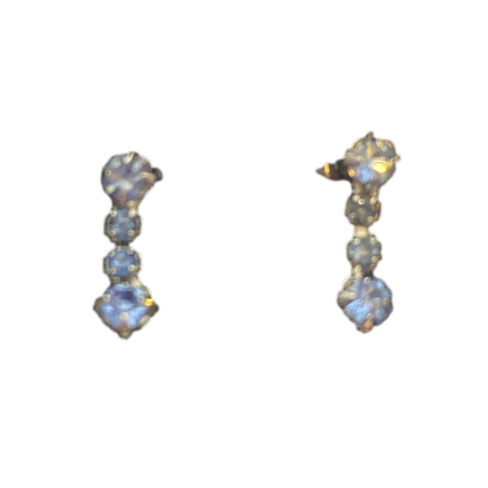Vintage Y2K Blue Crystal Dangle Earrings - Prom, Ball, Homecoming, 1990s 2000